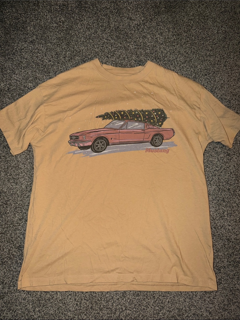 American Eagle Outfitters Tan Graphic Mustang Tee